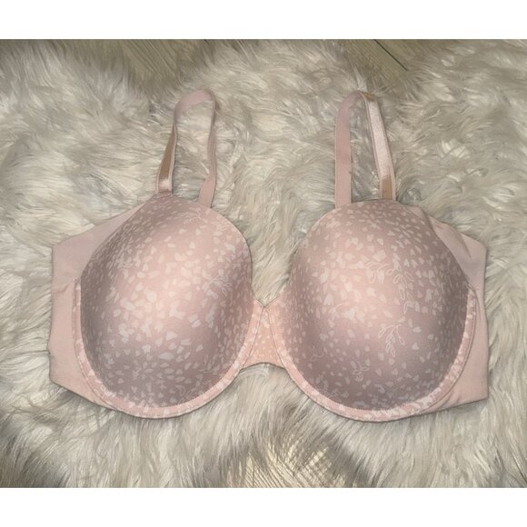 Warners RA3061A No Side Effects Underwire Bra Lined Floral Womens 40D Pink - Picture 2 of 6